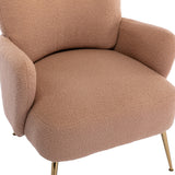 Teddy Short Plush Particle Armchair,Accent Chair with Golden Metal Legs