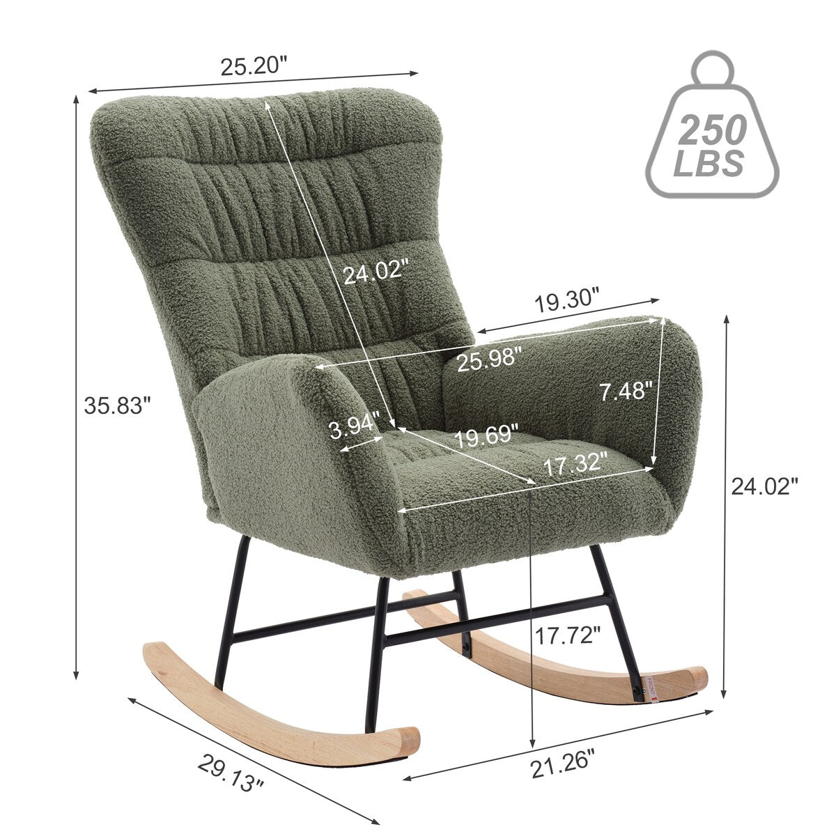 Teddy Upholstered Rocking Accent Chair with High Backrest