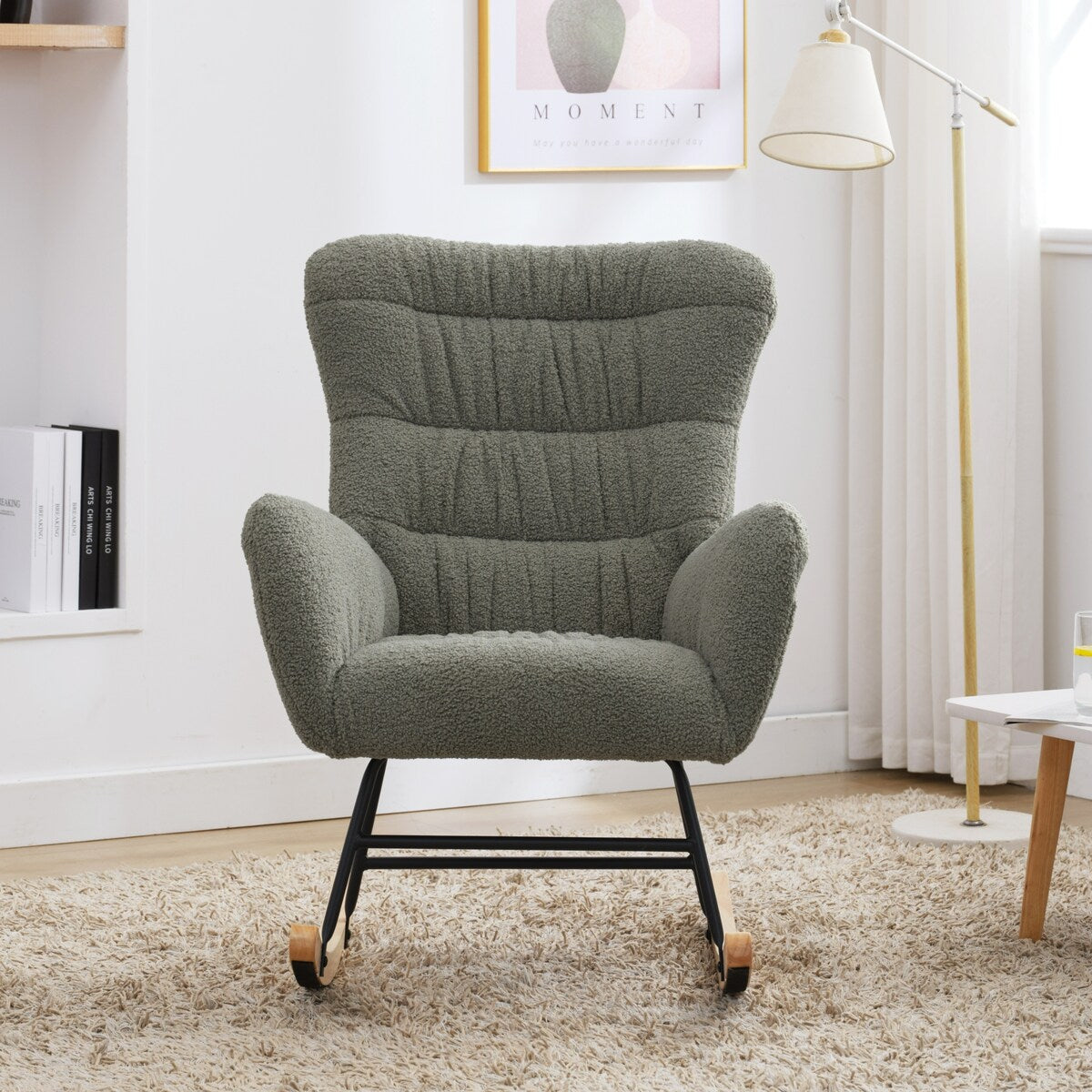 Teddy Upholstered Rocking Accent Chair with High Backrest
