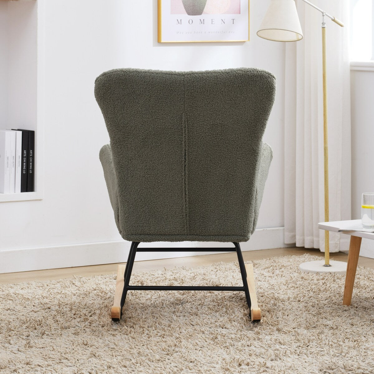 Teddy Upholstered Rocking Accent Chair with High Backrest