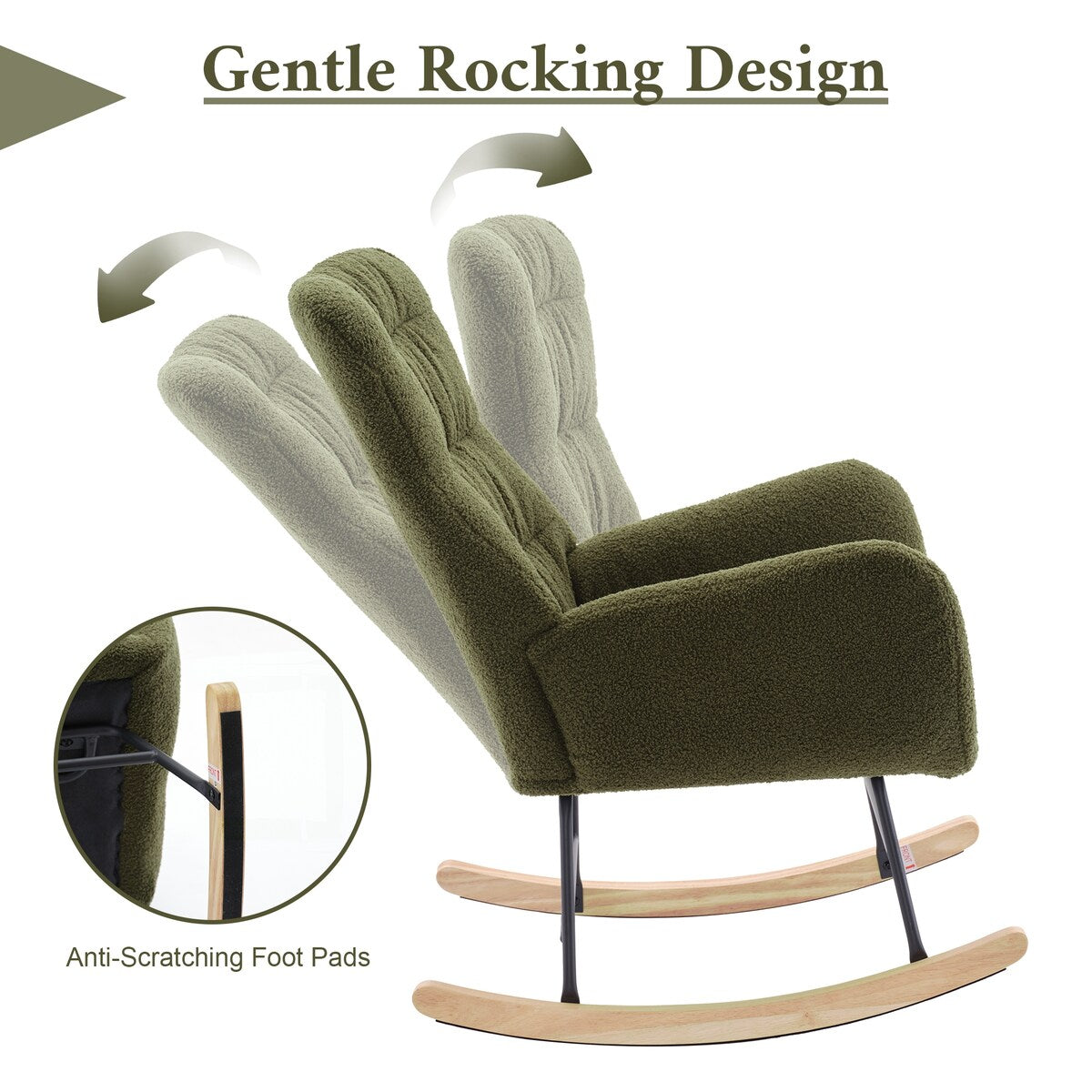 Teddy Upholstered Rocking Accent Chair with High Backrest