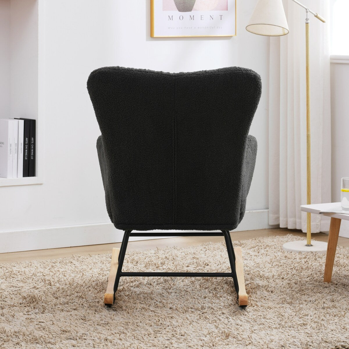 Teddy Upholstered Rocking Accent Chair with High Backrest