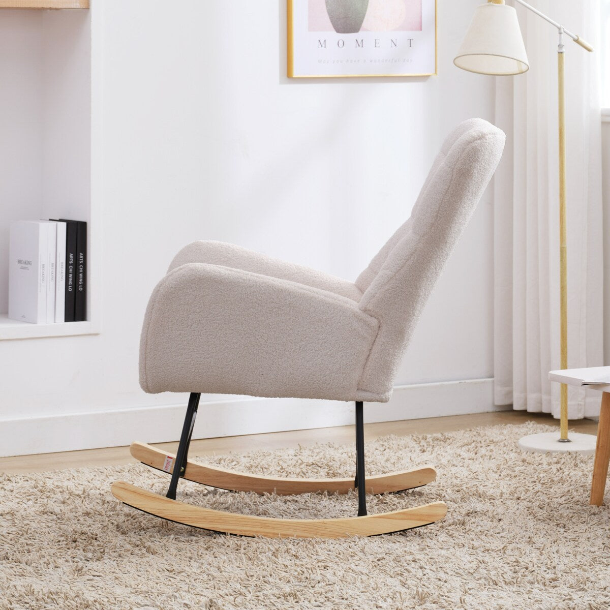 Teddy Upholstered Rocking Accent Chair with High Backrest