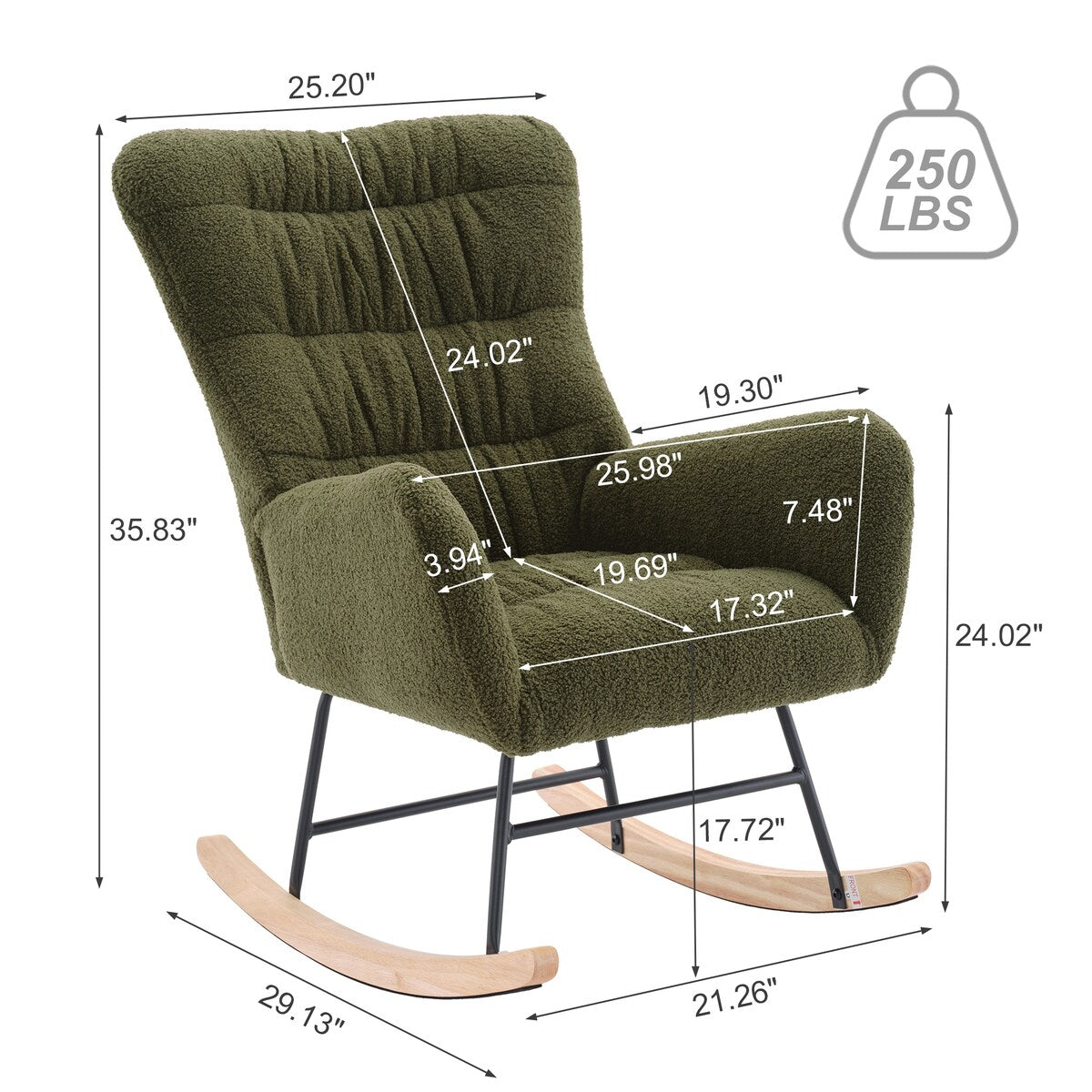 Teddy Upholstered Rocking Accent Chair with High Backrest
