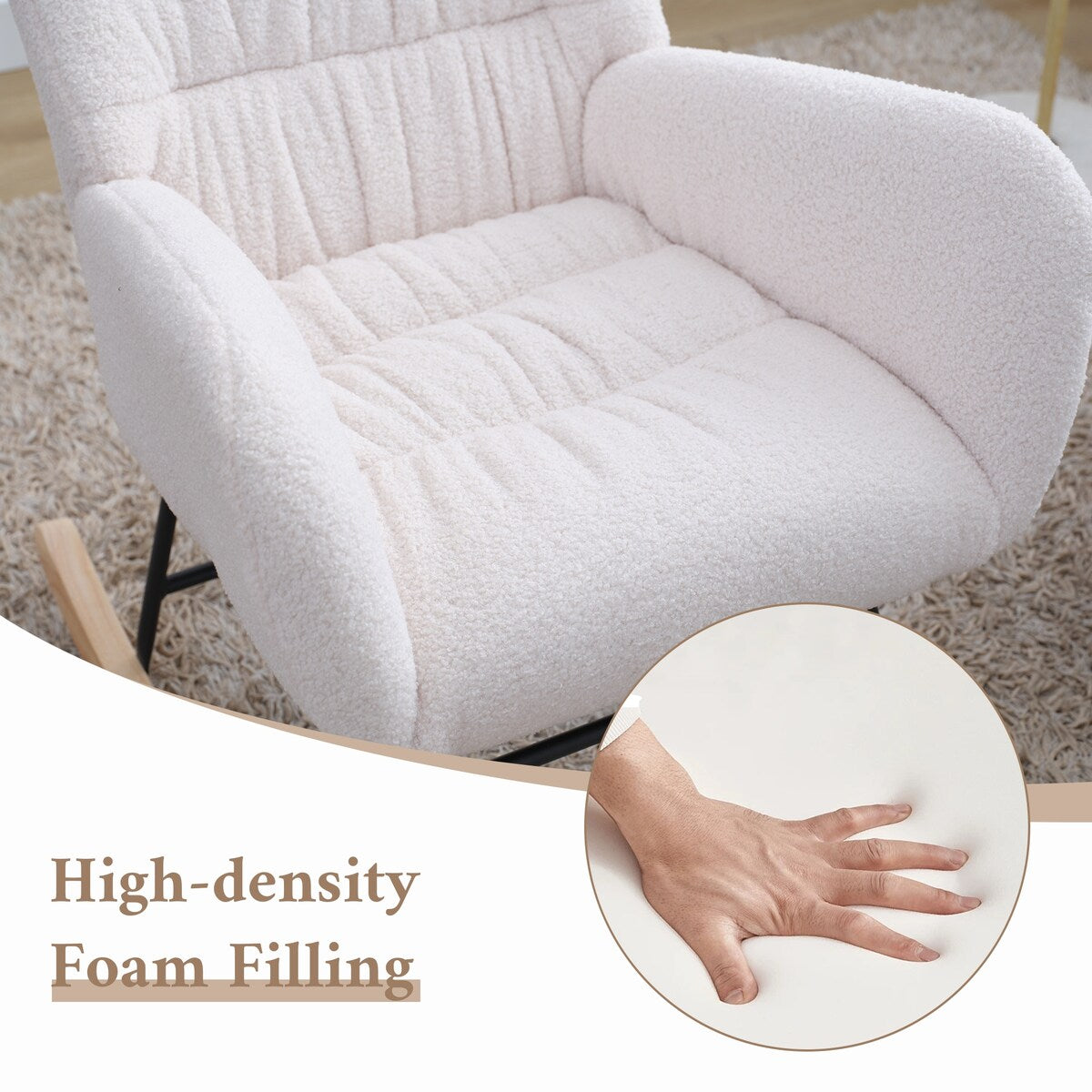Teddy Upholstered Rocking Accent Chair with High Backrest