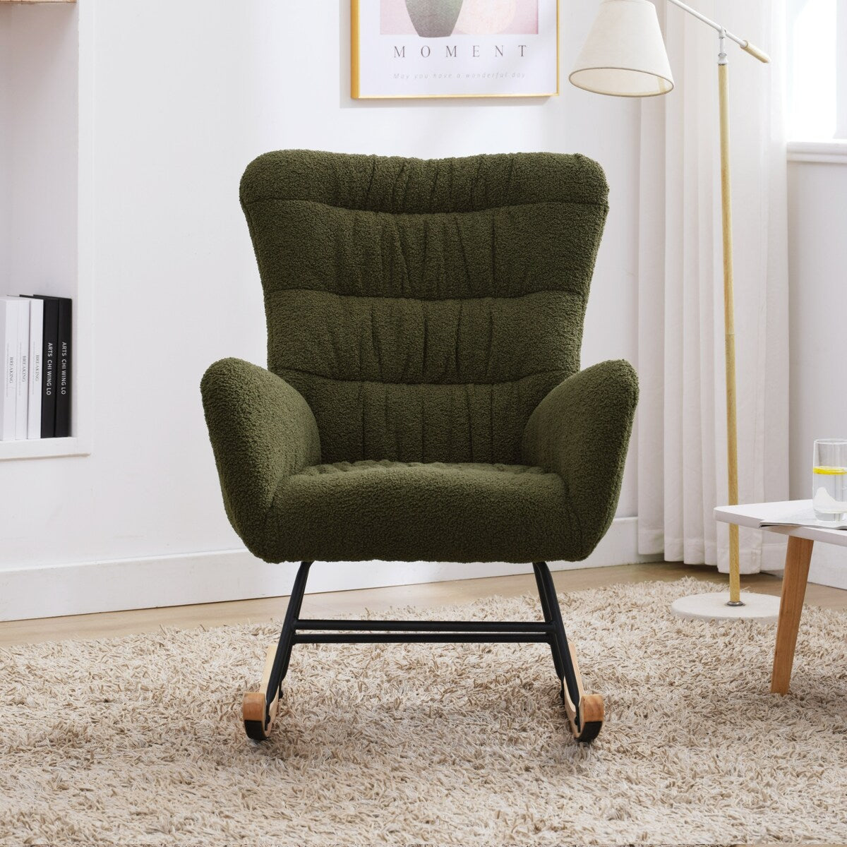 Teddy Upholstered Rocking Accent Chair with High Backrest