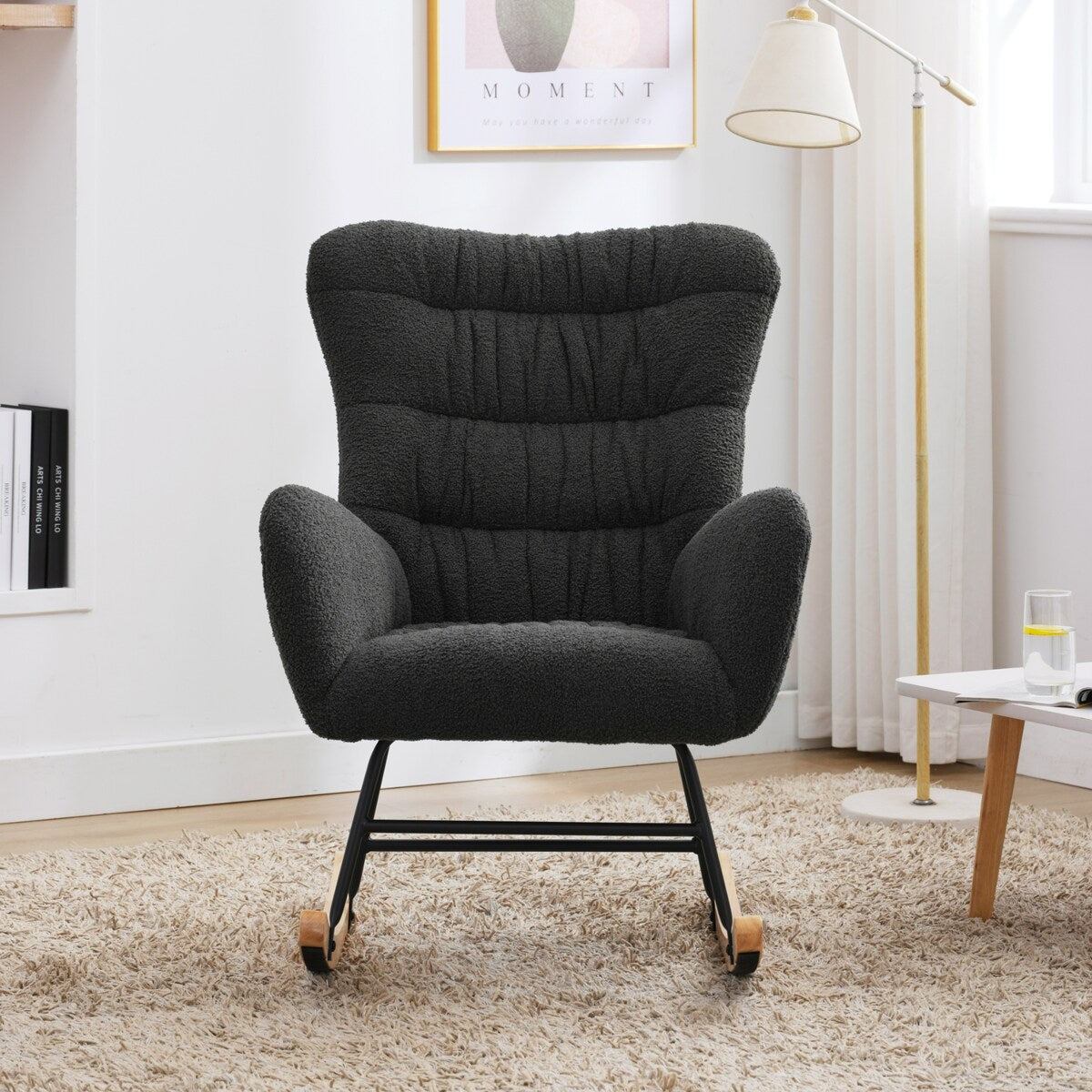Teddy Upholstered Rocking Accent Chair with High Backrest