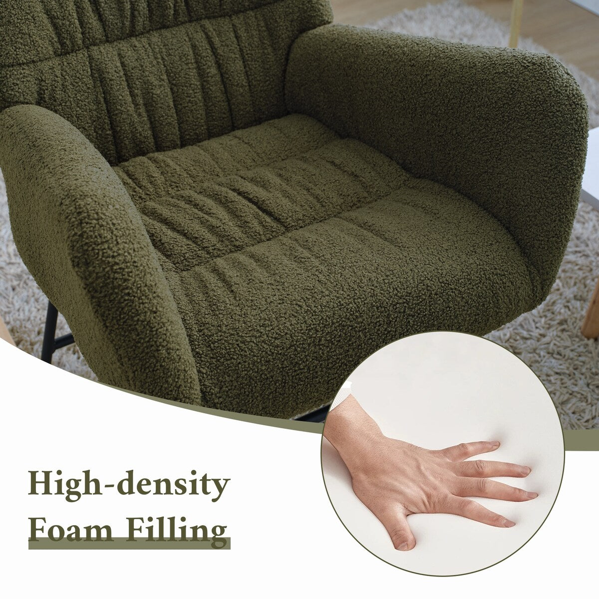 Teddy Upholstered Rocking Accent Chair with High Backrest