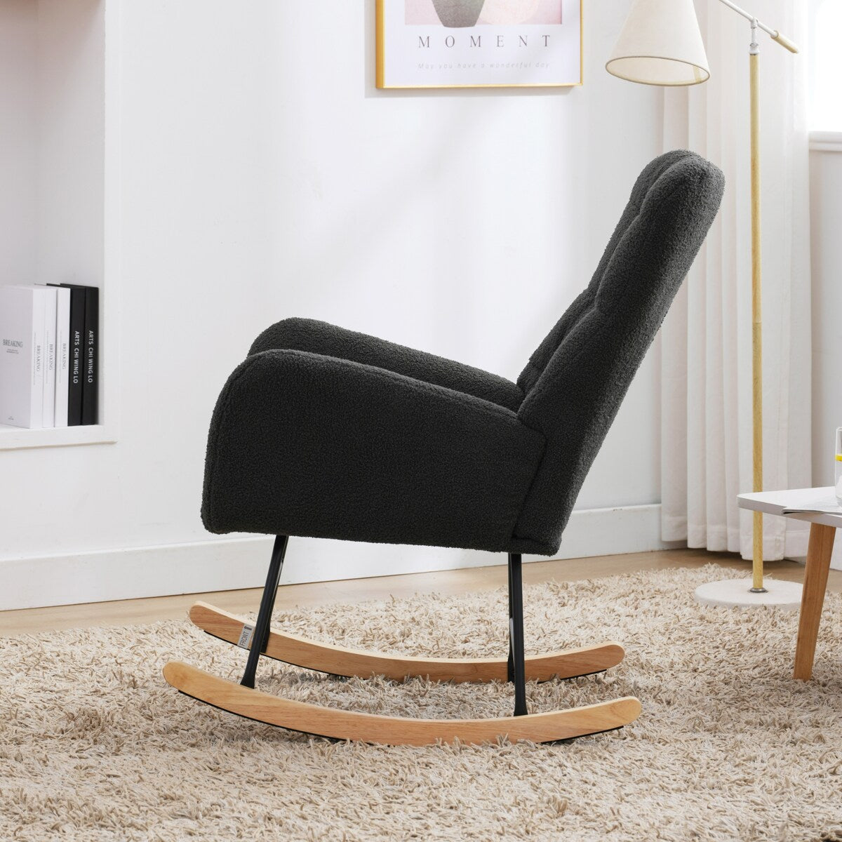 Teddy Upholstered Rocking Accent Chair with High Backrest