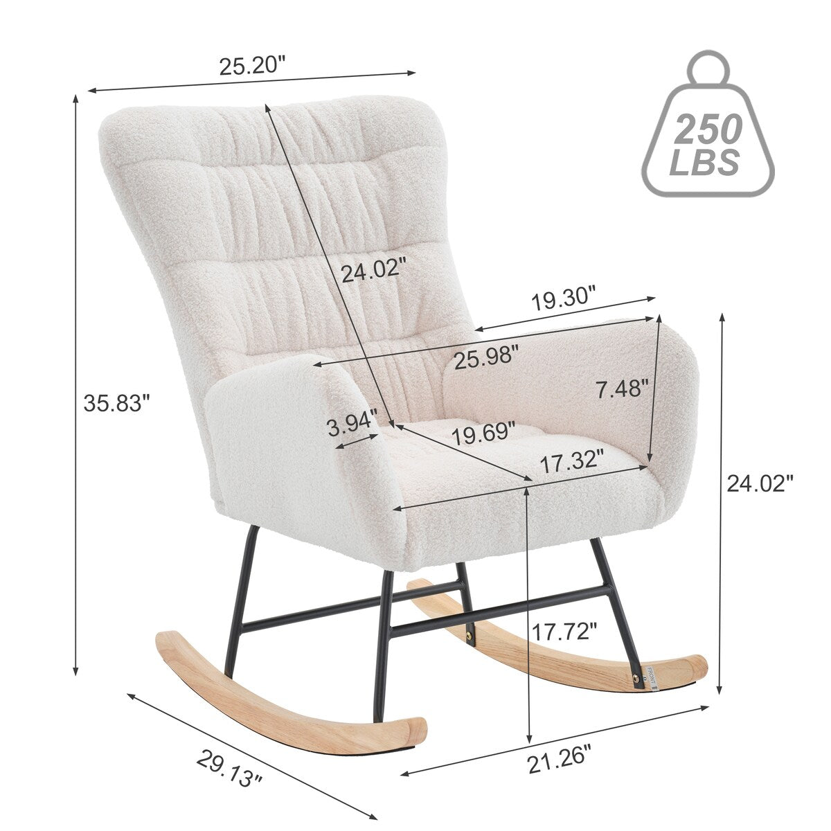 Teddy Upholstered Rocking Accent Chair with High Backrest