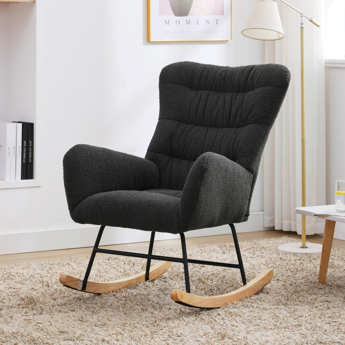 Teddy Upholstered Rocking Accent Chair with High Backrest