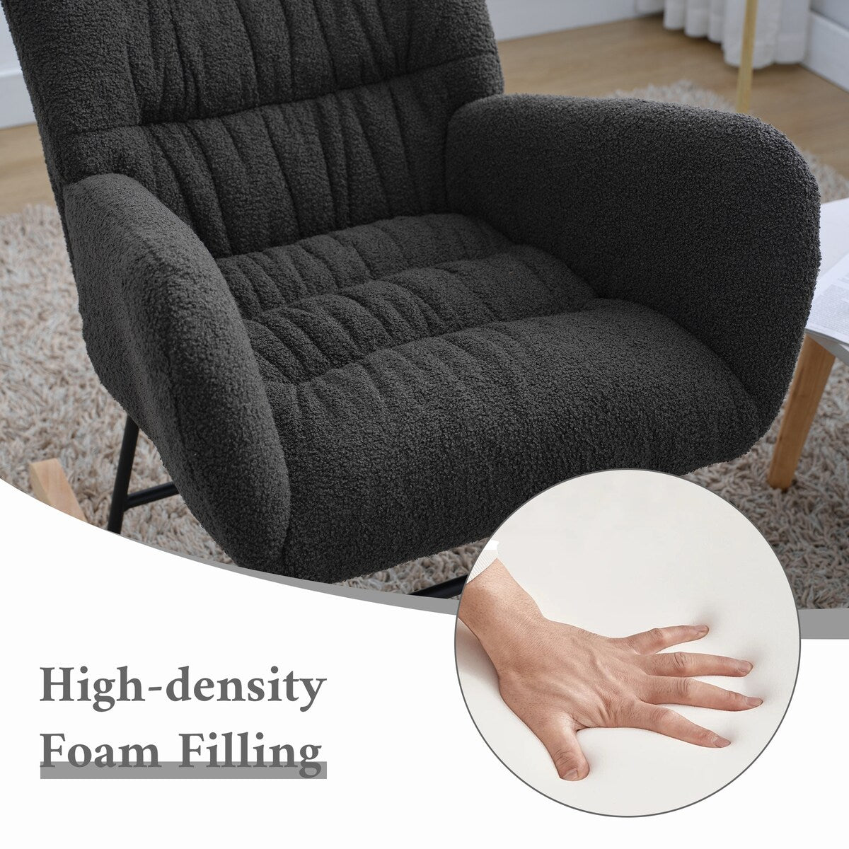 Teddy Upholstered Rocking Accent Chair with High Backrest