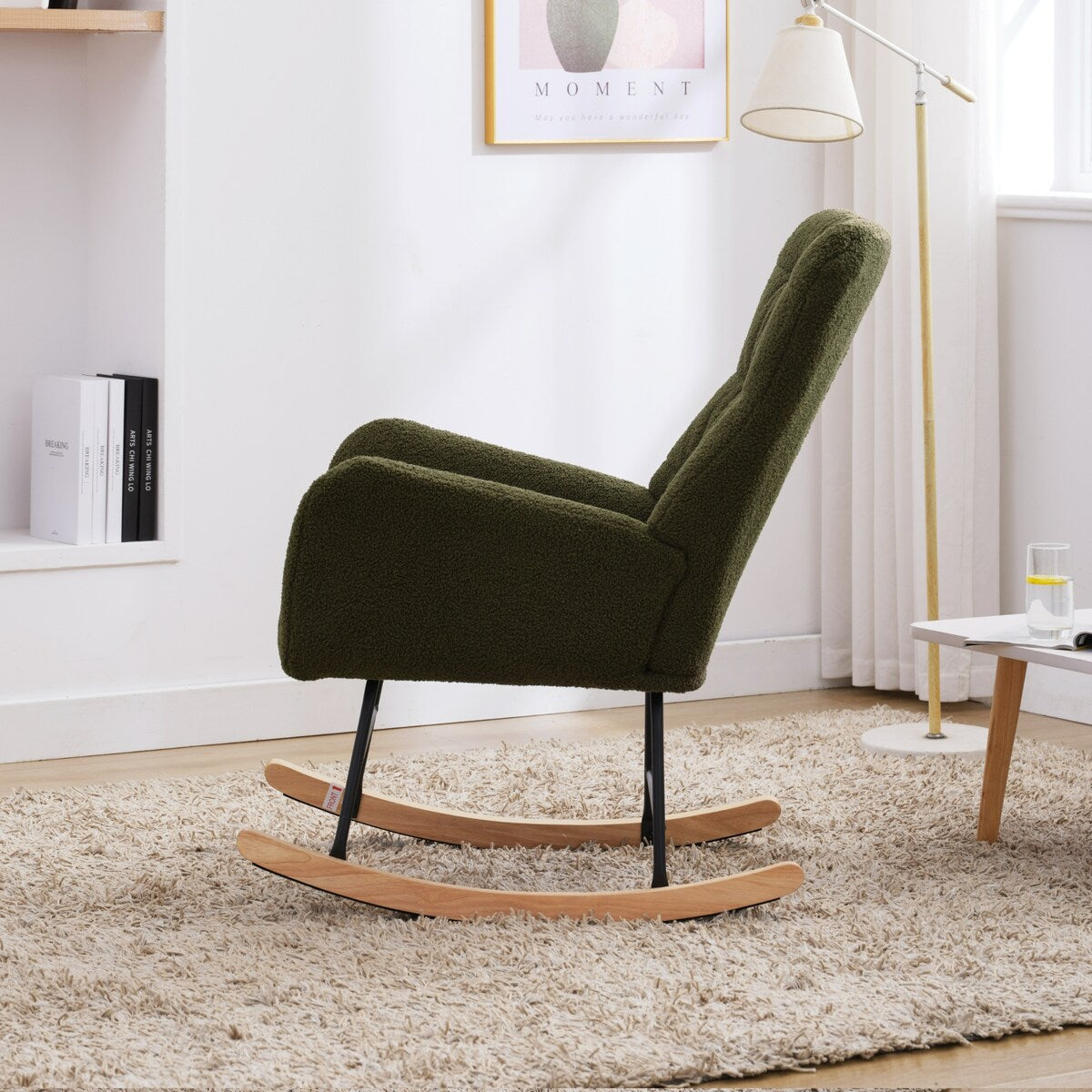Teddy Upholstered Rocking Accent Chair with High Backrest