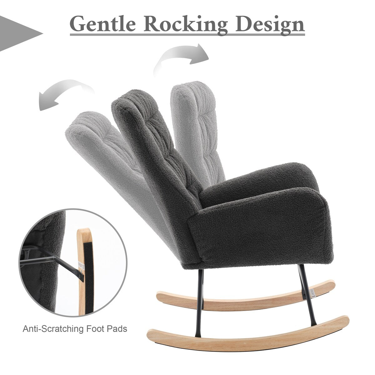 Teddy Upholstered Rocking Accent Chair with High Backrest