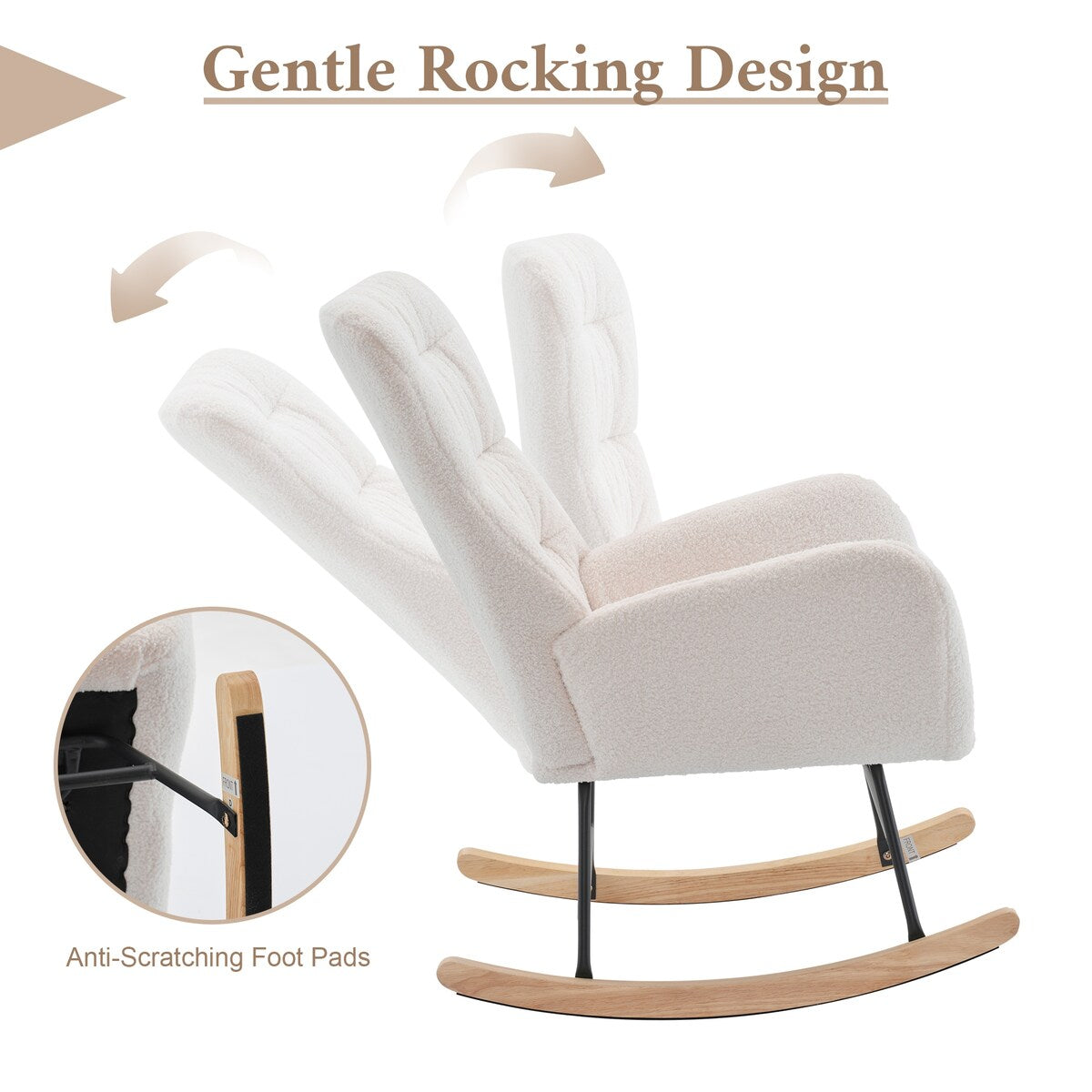 Teddy Upholstered Rocking Accent Chair with High Backrest