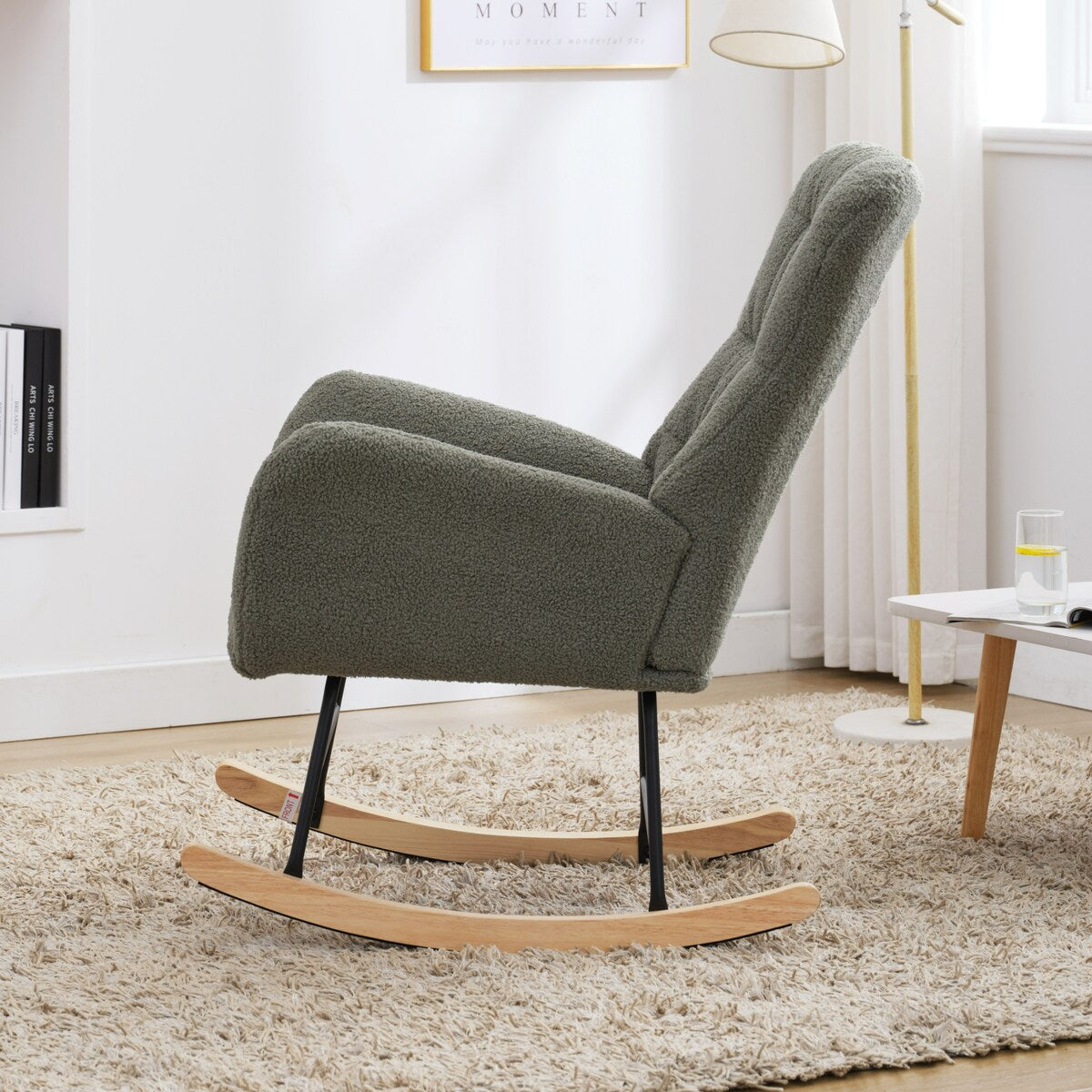 Teddy Upholstered Rocking Accent Chair with High Backrest