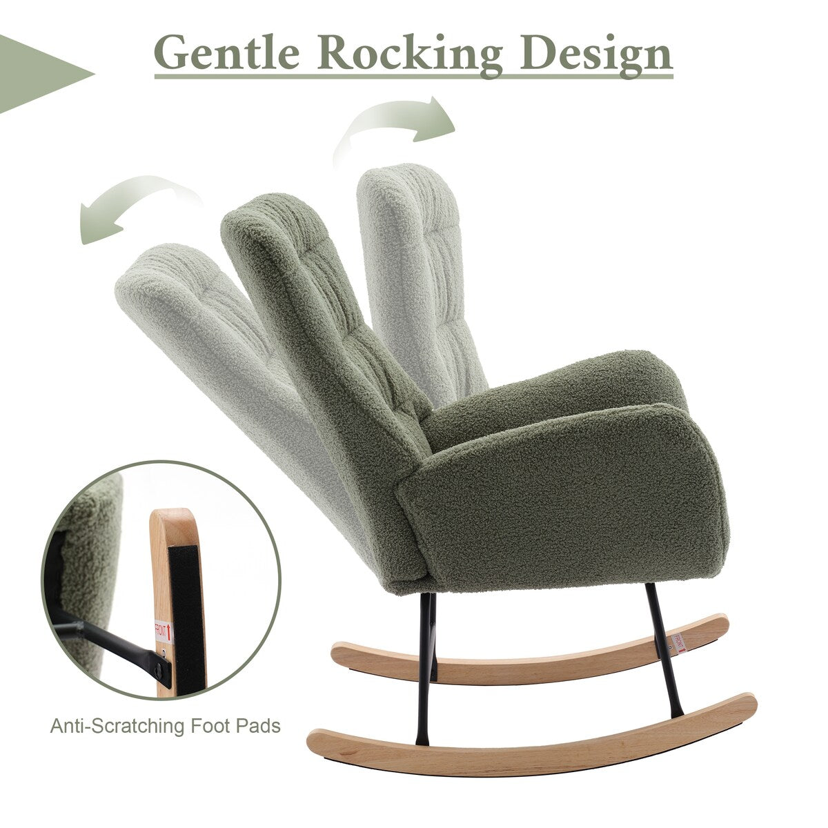 Teddy Upholstered Rocking Accent Chair with High Backrest