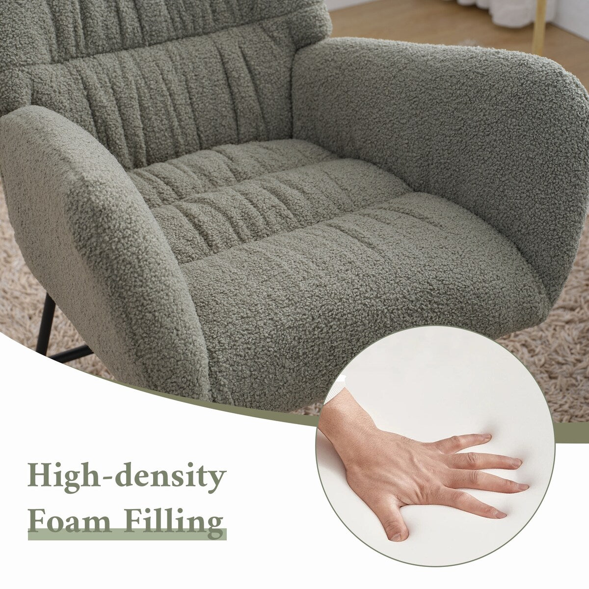 Teddy Upholstered Rocking Accent Chair with High Backrest