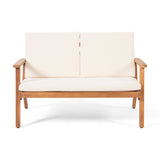 Temecula Acacia Wood Outdoor Loveseat and Coffee Table Set with Cushions by Christopher Knight Home