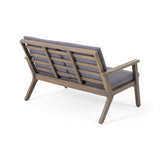 Temecula Acacia Wood Outdoor Loveseat and Coffee Table Set with Cushions by Christopher Knight Home