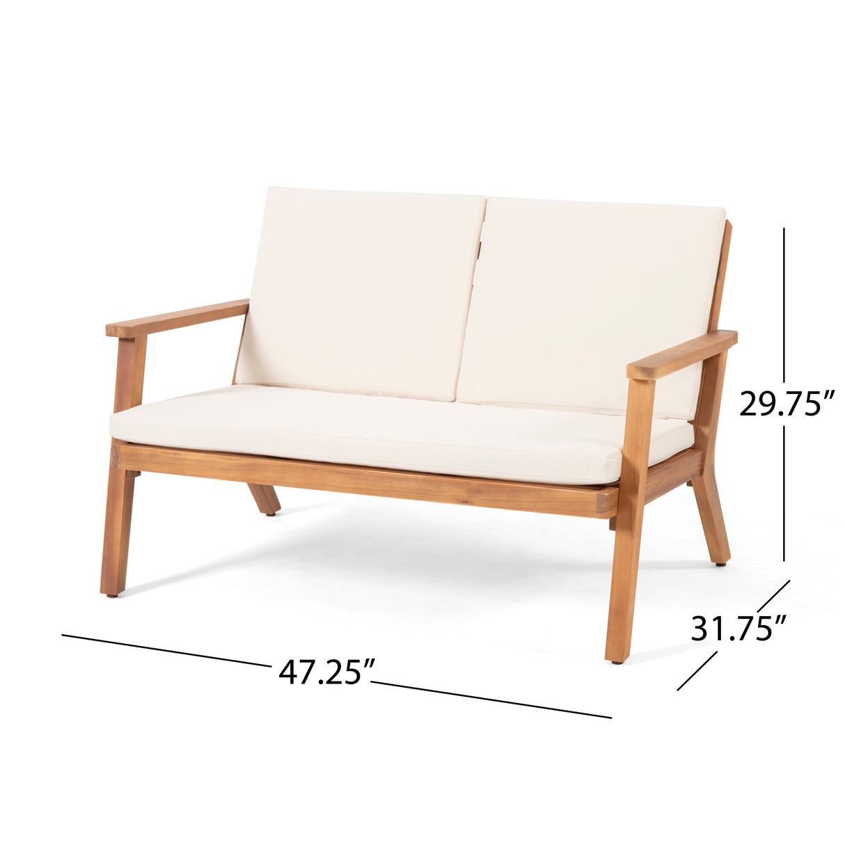 Temecula Acacia Wood Outdoor Loveseat and Coffee Table Set with Cushions by Christopher Knight Home