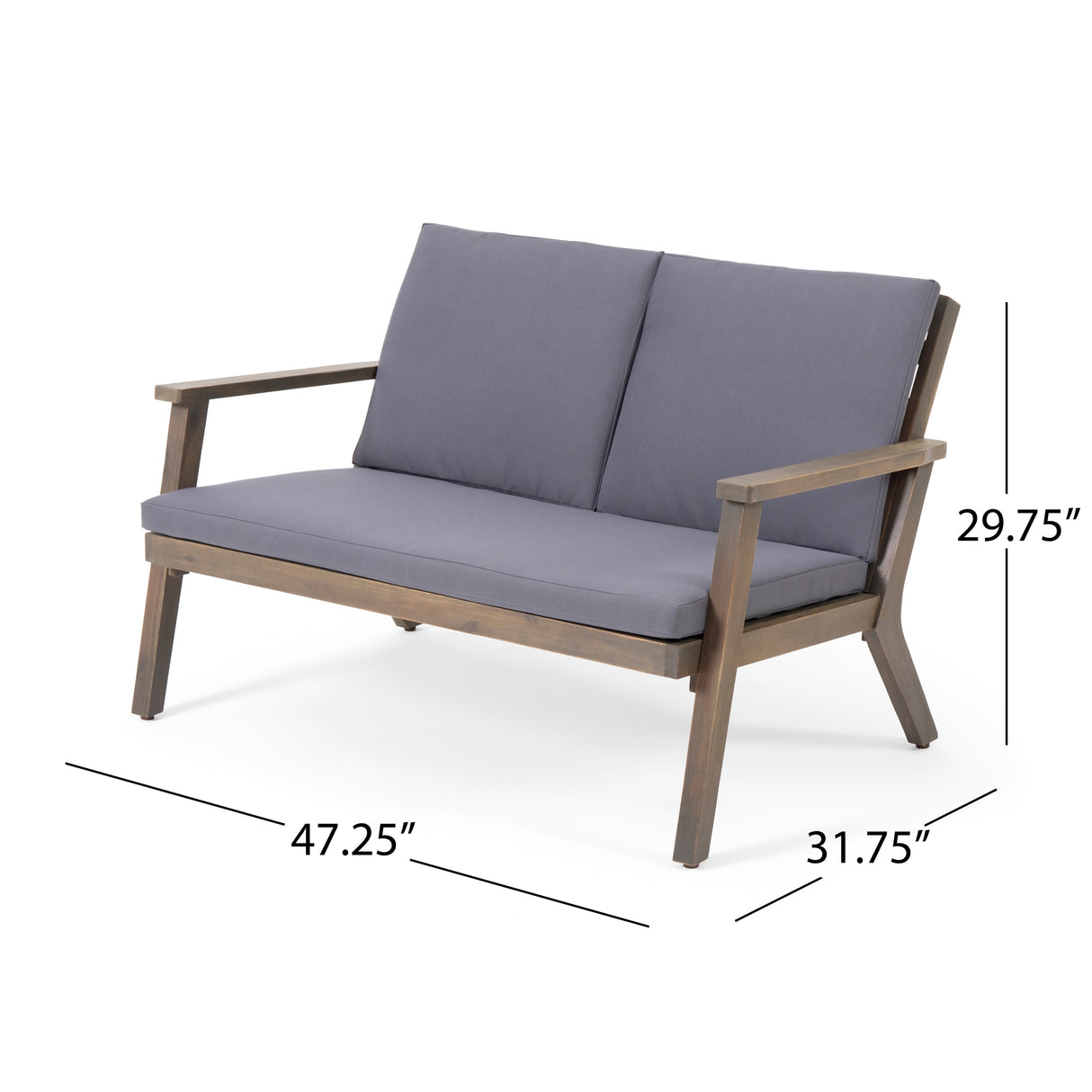 Temecula Acacia Wood Outdoor Loveseat and Coffee Table Set with Cushions by Christopher Knight Home