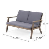 Temecula Acacia Wood Outdoor Loveseat and Coffee Table Set with Cushions by Christopher Knight Home