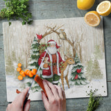 Tempered Glass Counter Saver / Cutting Board Winter Forest - 15" x 12" - Made In The USA