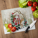 Tempered Glass Counter Saver / Cutting Board Winter Forest - 15" x 12" - Made In The USA