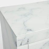 3-drawer Tempered Glass and Marble Nightstand