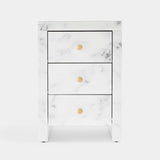 3-drawer Tempered Glass and Marble Nightstand