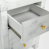 3-drawer Tempered Glass and Marble Nightstand