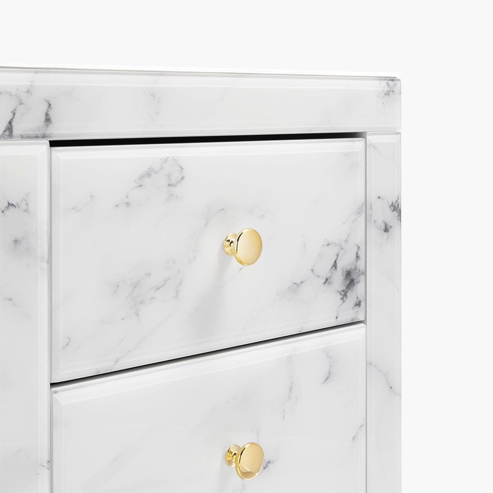 3-drawer Tempered Glass and Marble Nightstand