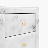 3-drawer Tempered Glass and Marble Nightstand