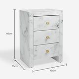 3-drawer Tempered Glass and Marble Nightstand