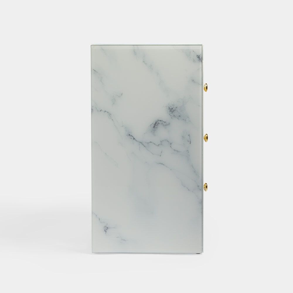 3-drawer Tempered Glass and Marble Nightstand