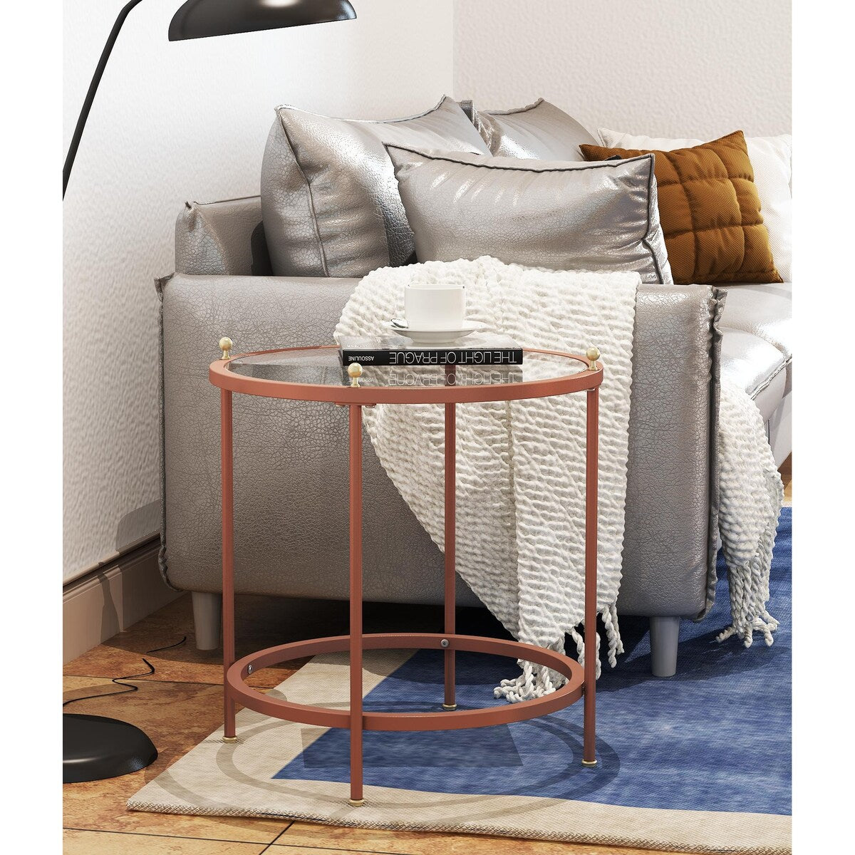 Tempered glass tabletop coffee table light luxury ,modern simple livi
