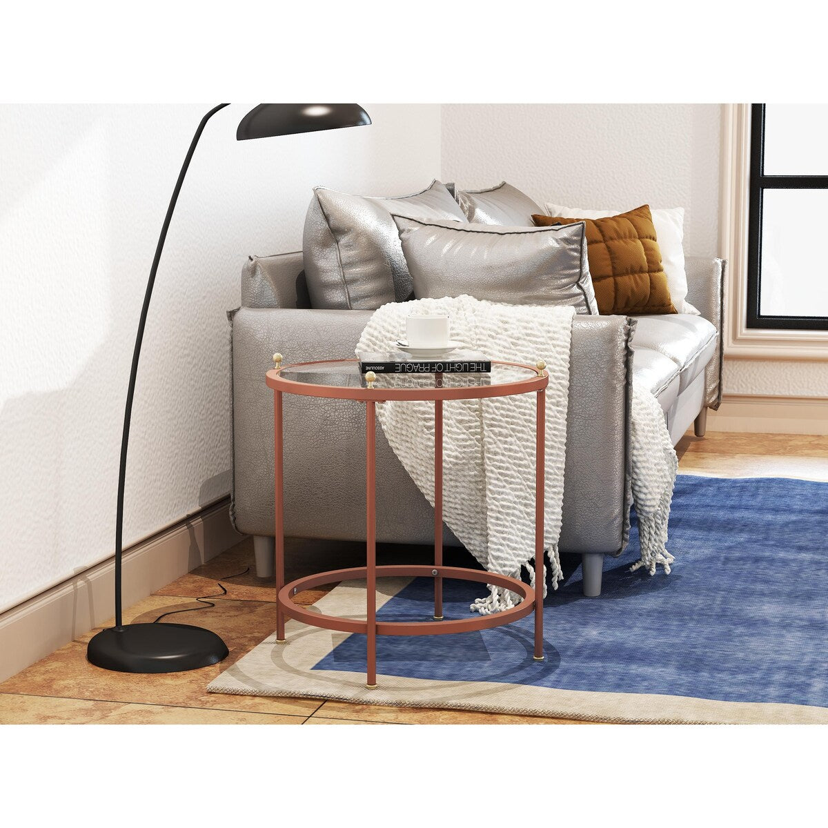Tempered glass tabletop coffee table light luxury ,modern simple livi