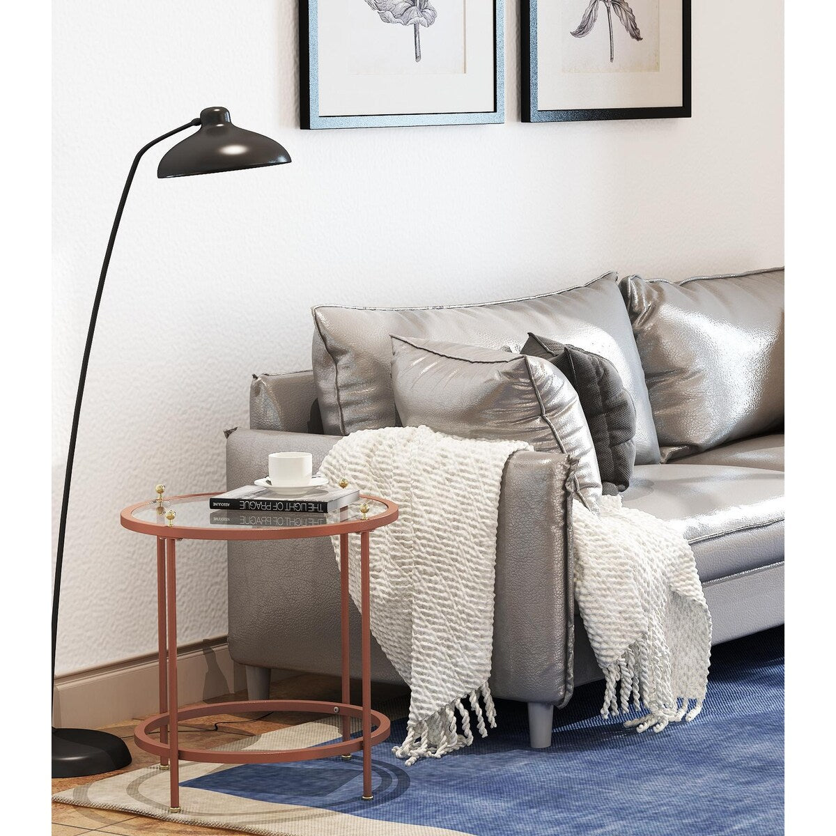 Tempered glass tabletop coffee table light luxury ,modern simple livi