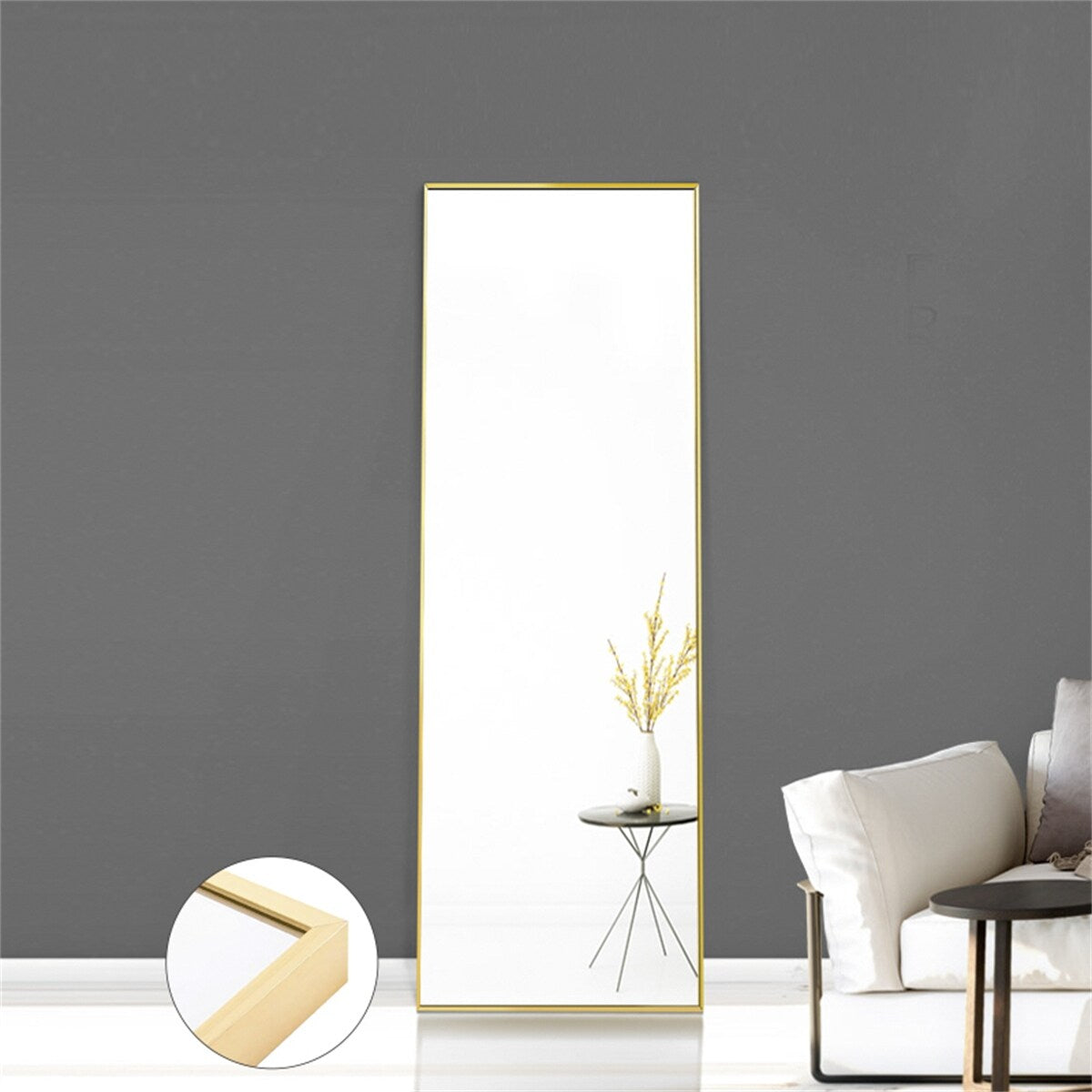 Tempered mirror 59" x 16" Tall Full Length Mirror with Stand