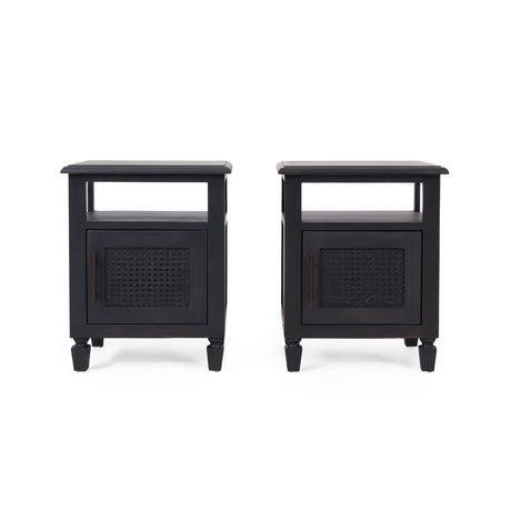 Tengren Acacia Wood and Cane Nightstands (Set of 2) by Christopher Knight Home