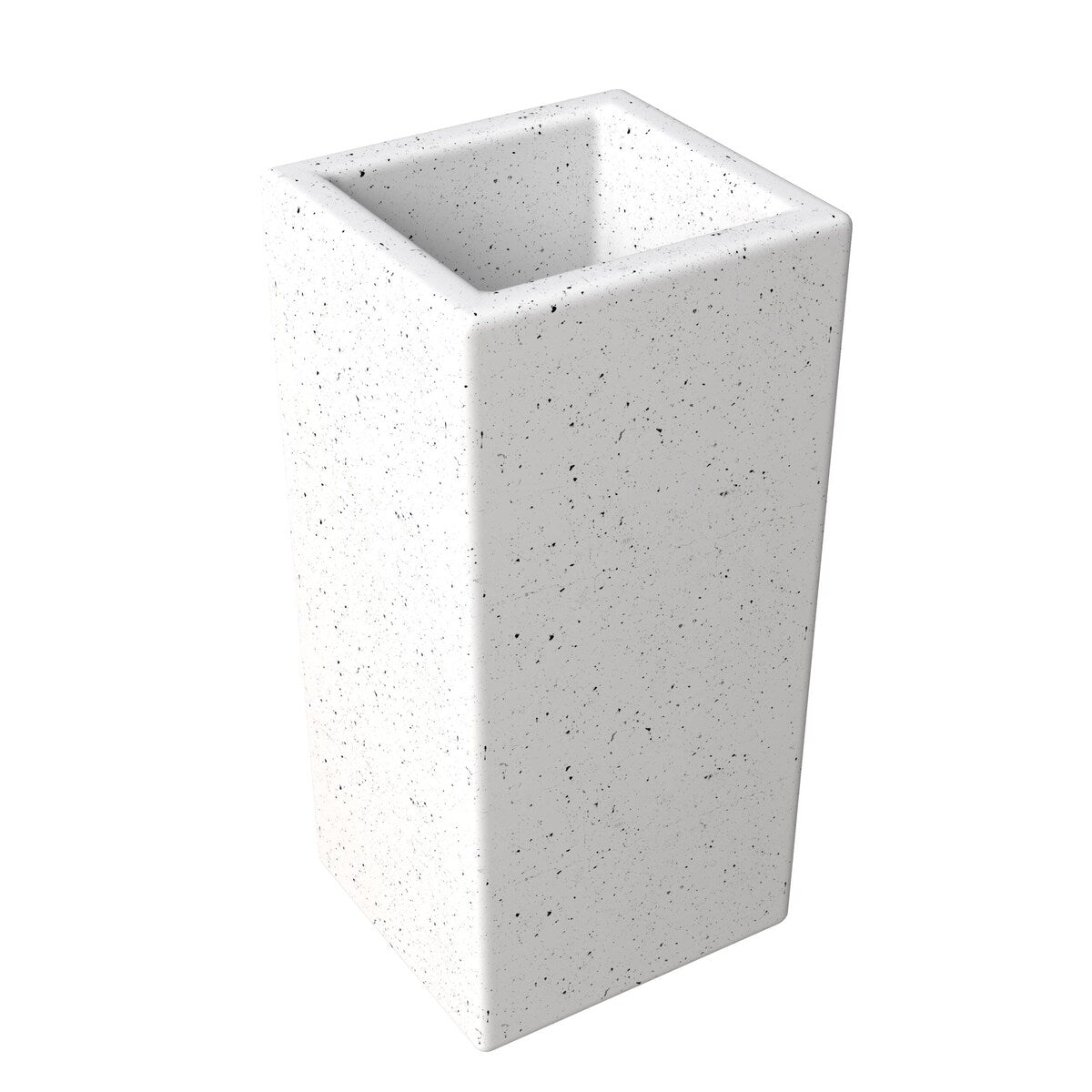 Terra 4-Piece Tall Square Fiberstone and MGO Clay Planter Set With Drainage Holes for Home Office Garden Patio Porch Yard