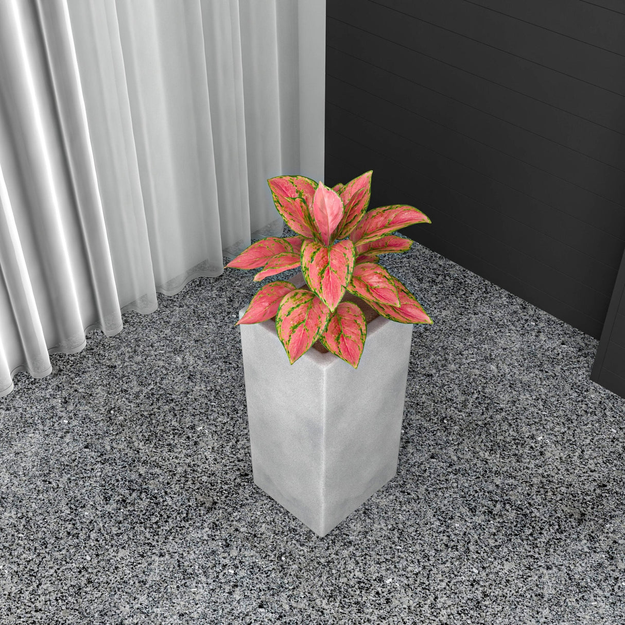 Terra Modern Tall Square in Fiberstone and MGO Clay Planter With Drainage Holes for Home Garden Yard Office Porch Patio