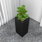 Terra Modern Tall Square in Fiberstone and MGO Clay Planter With Drainage Holes for Home Garden Yard Office Porch Patio