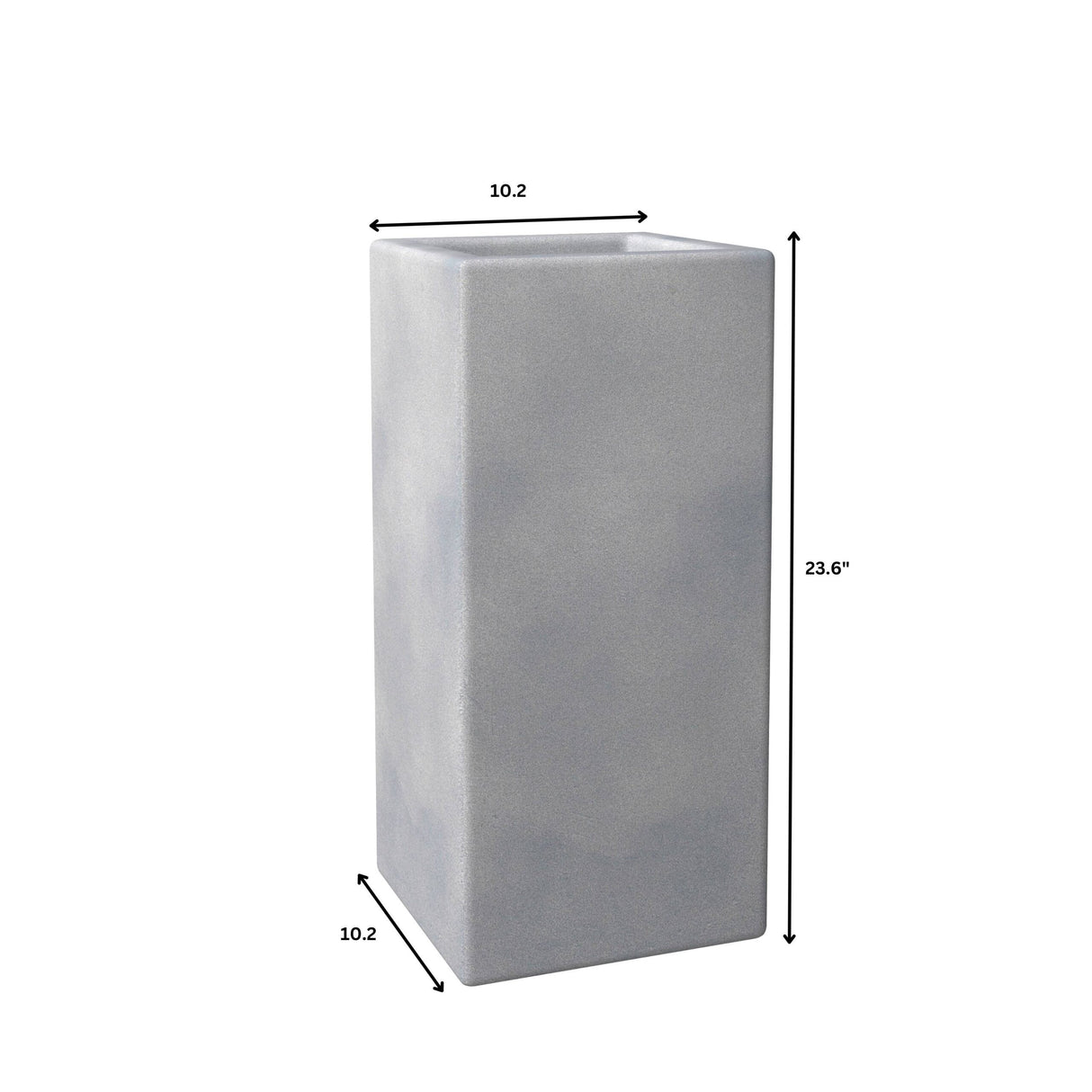 Terra Modern Tall Square in Fiberstone and MGO Clay Planter With Drainage Holes for Home Garden Yard Office Porch Patio