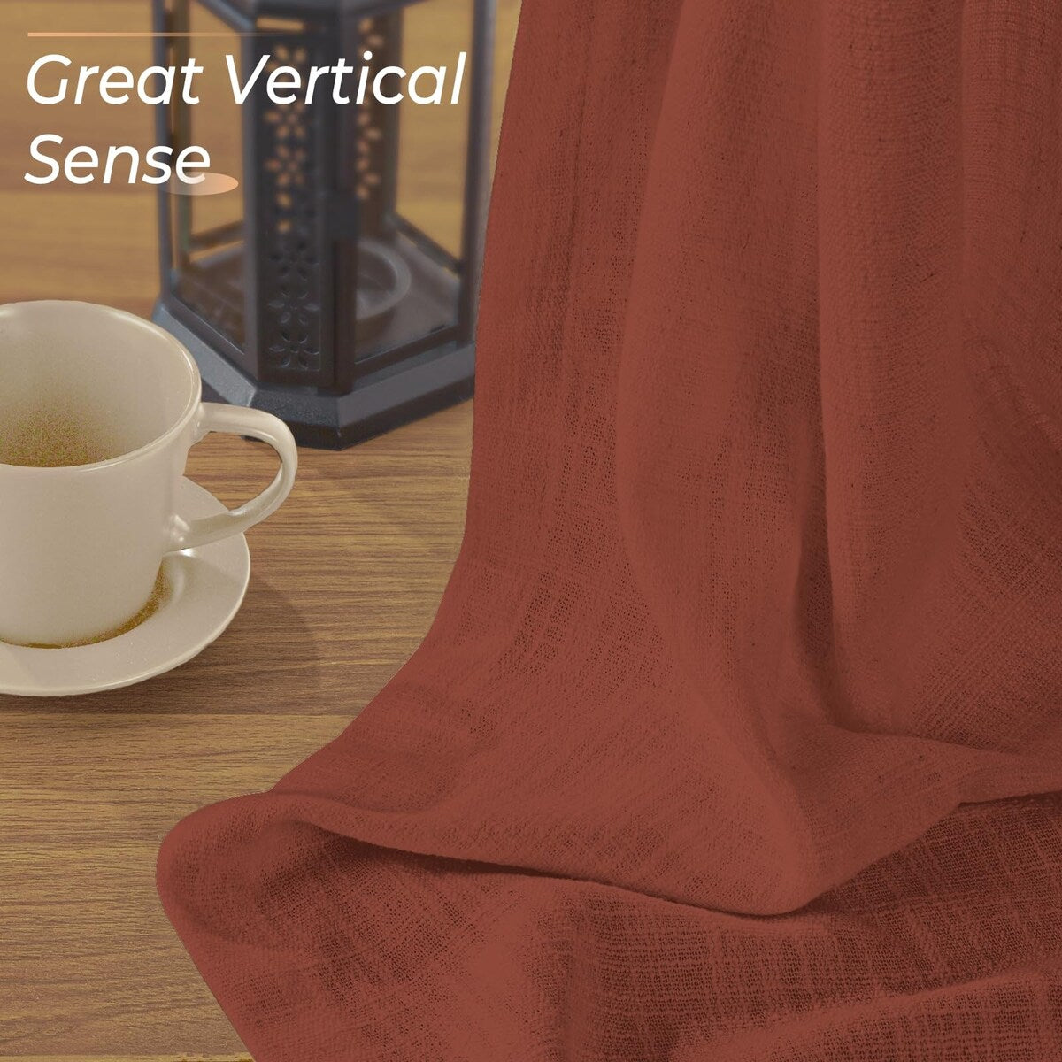 Terracotta Linen Curtains 84 Inches Long for Living Room Bedroom,Back Tab Sheer Privacy Curtains 84 Inch Length 2 Panels,W50xL84