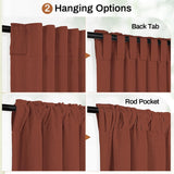 Terracotta Linen Curtains 84 Inches Long for Living Room Bedroom,Back Tab Sheer Privacy Curtains 84 Inch Length 2 Panels,W50xL84