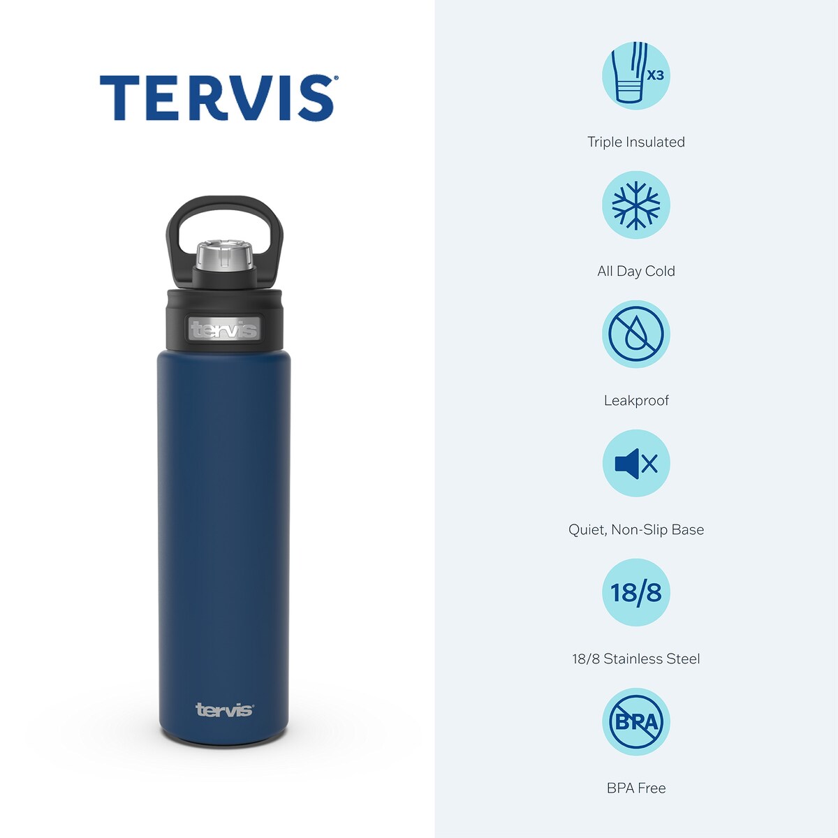 Tervis Camp Stickers Triple Walled Insulated Travel Tumbler, Stainless Steel - 24oz Wide Mouth Bottle