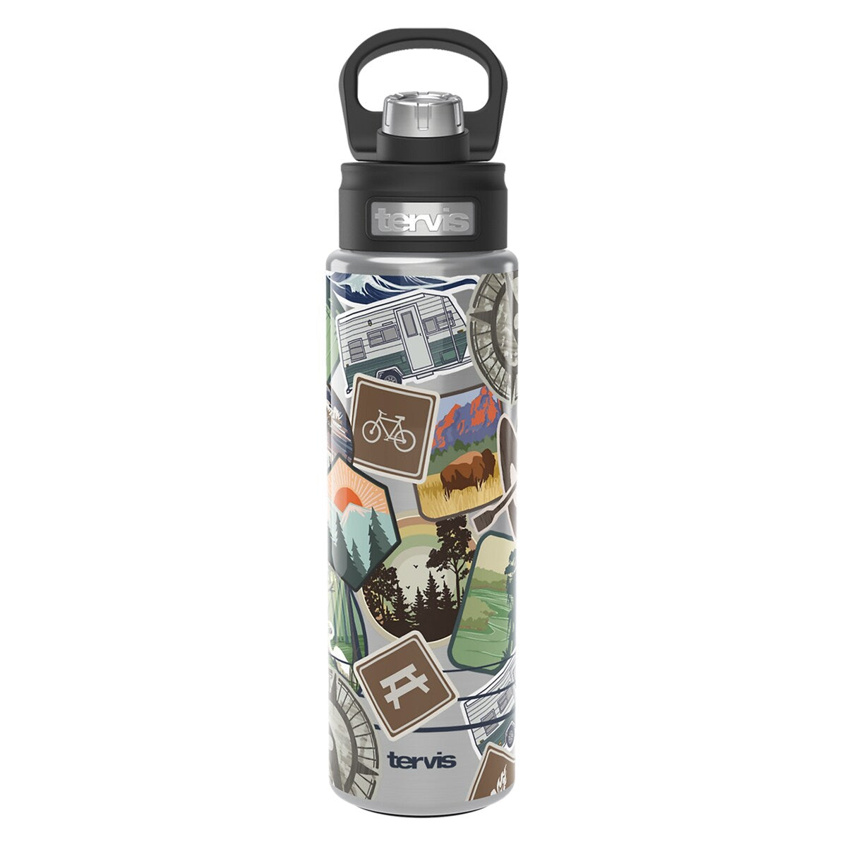 Tervis Camp Stickers Triple Walled Insulated Travel Tumbler, Stainless