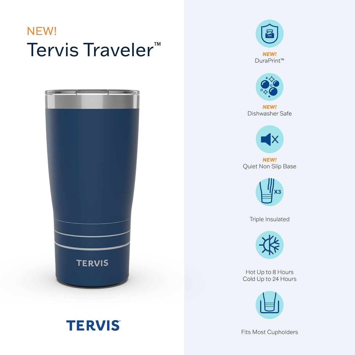 Tervis Traveler Ocean Life Dive Triple Walled Insulated Travel Tumbler, Beach Impressions - 20oz Stainless Steel